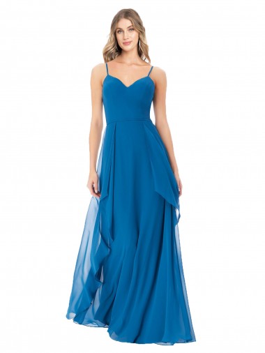 Best Simple Sweetheart Chiffon Bridesmaid Dress with Cascading Overlay UK