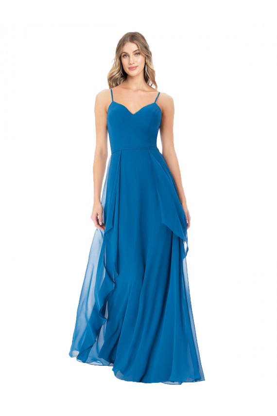 Best Simple Sweetheart Chiffon Bridesmaid Dress with Cascading Overlay UK