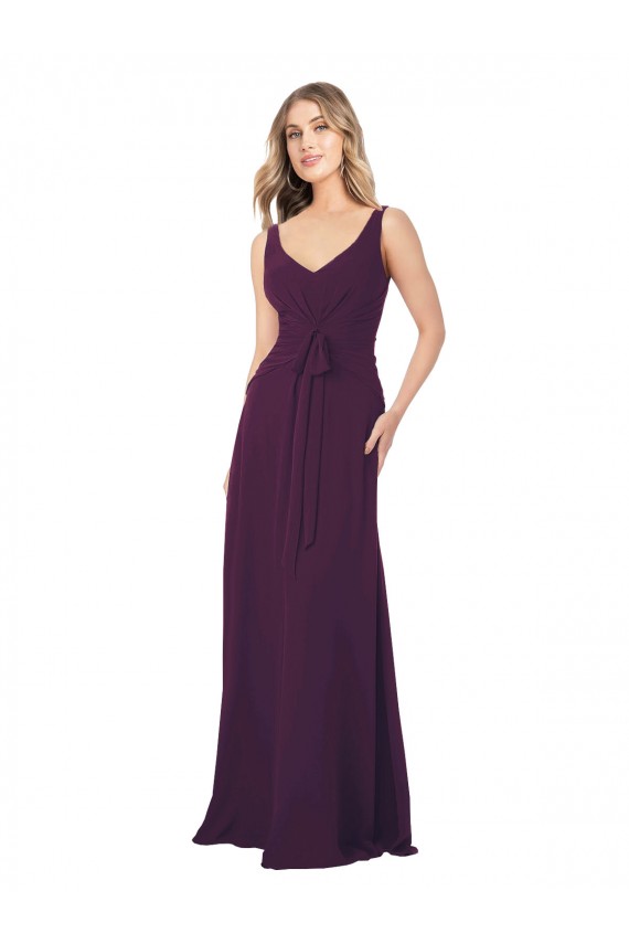 Best Long Chiffon Bridesmaid Dress with Front Bow UK