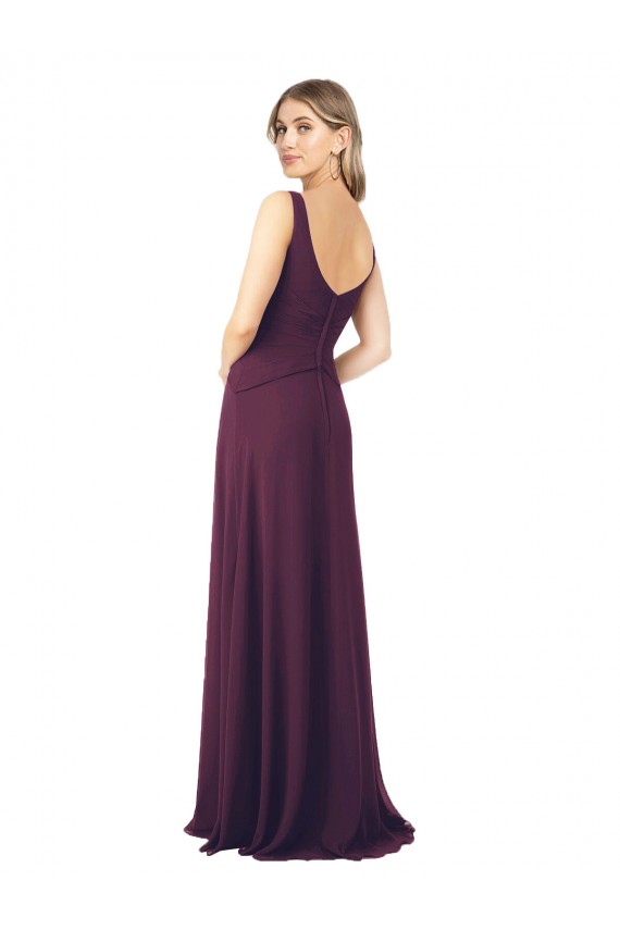 Best Long Chiffon Bridesmaid Dress with Front Bow UK