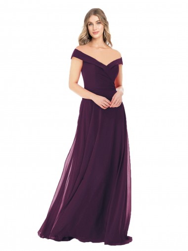 Best Classic Off the Shoulder Draped Chiffon Bridesmaid Dress UK