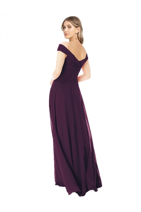 Best Classic Off the Shoulder Draped Chiffon Bridesmaid Dress UK