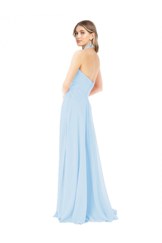Best Criss Cross High Neck Halter Chiffon Bridesmaid Dress UK