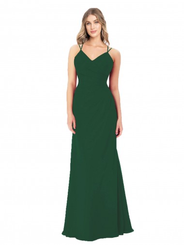 Best Criss Cross Strappy Chiffon Bridesmaid Dress UK