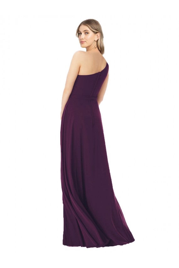Best One Shoulder Chiffon Bridesmaid Dress with Tie Belt UK