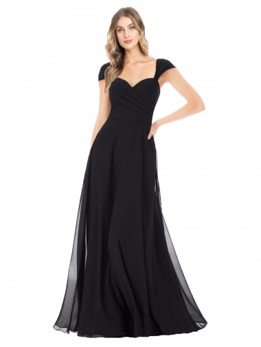 Best Sweetheart Cap Sleeves Chiffon Bridesmaid Dress UK