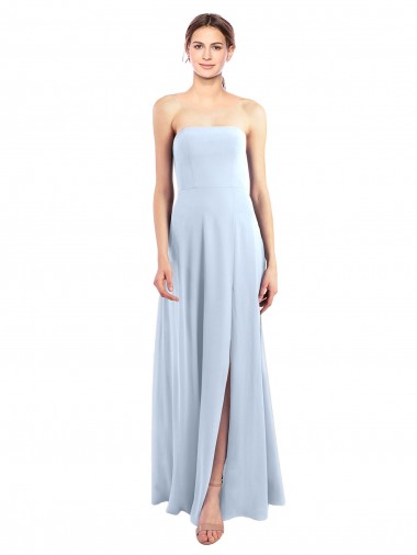 Best Fitted Strapless Full Length Chiffon Bridesmaid Dress with Front Slit UK