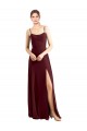 Best Sleek Fit and Flare Long Scoop Neck Chiffon Bridesmaid Dress with High Side Slit UK