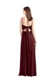 Best Sleek Fit and Flare Long Scoop Neck Chiffon Bridesmaid Dress with High Side Slit UK