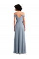 Best Off the Shoulder Folded Sleeve Long Chiffon Bridesmaid Dress with High Side Slit UK