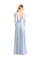 Best V-Neck A-Line Flutter Sleeves Long Chiffon Wrap Style Bridesmaid Dress UK