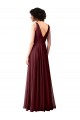 Best Draped Cowl Neck Long Chiffon Bridesmaid Dress with Wide Straps UK