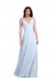 Best Long Floor Length V-Neck Chiffon Bridesmaid Dress with Keyhole Back UK