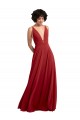 Best Fitted Plunging Deep V-Neck Long Chiffon Bridesmaid Dress with V-Back UK