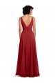 Best Fitted Plunging Deep V-Neck Long Chiffon Bridesmaid Dress with V-Back UK