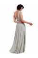 Best Daring Plunging V-Neck Long Chiffon Bridesmaid Dress with Pleated Bodice UK