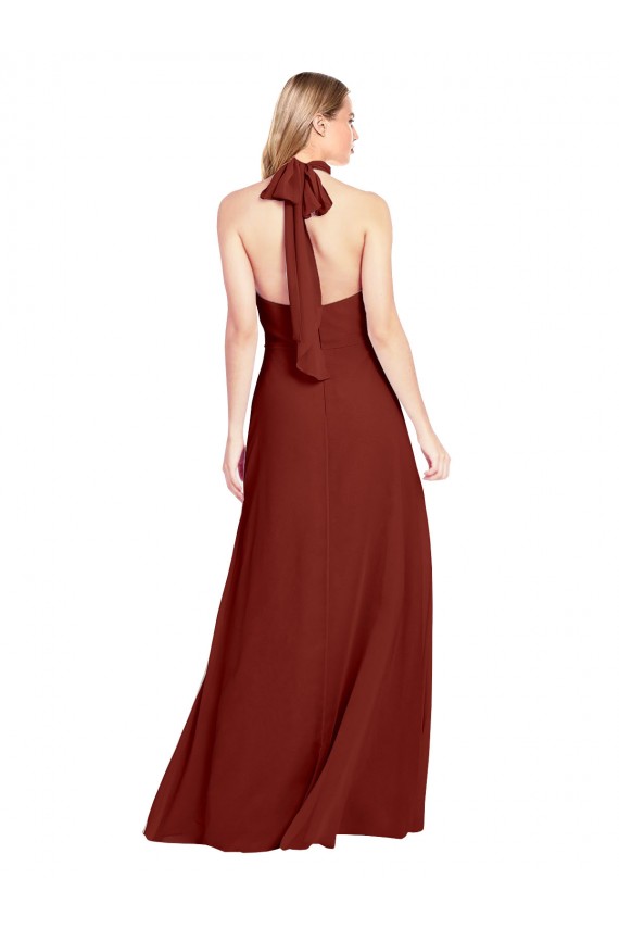 Best Slim High Neck Halter Fitted Open Back Chiffon Bridesmaid Dress / Prom Dress UK