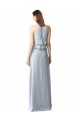 Best High Narrow Neck Long Chiffon Bridesmaid Dress with Tiered Ruffles UK
