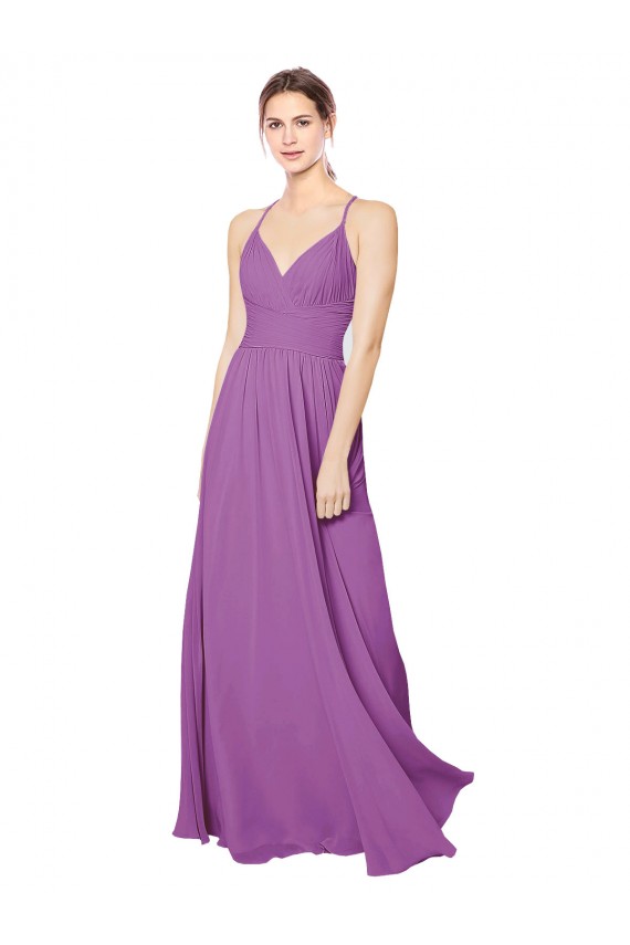 Best Braided Straps Cross Back Sweetheart Chiffon Bridesmaid Dress UK