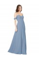 Best Empire Waist Off the Shoulder Chiffon Bridesmaid Dress with Sweetheart Bodice UK