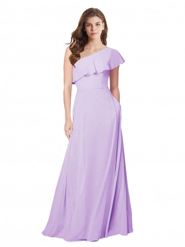 Best Draped One Shoulder Long Chiffon Bridesmaid Dress  UK