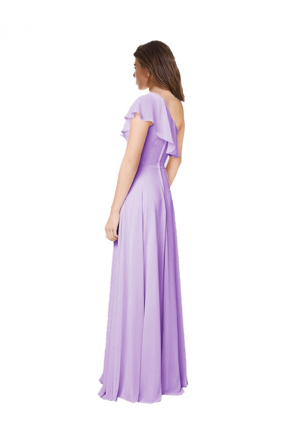 Best Draped One Shoulder Long Chiffon Bridesmaid Dress  UK