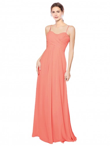 Best Empire Waist Spaghetti Straps Sweetheart Chiffon Bridesmaid Dress UK