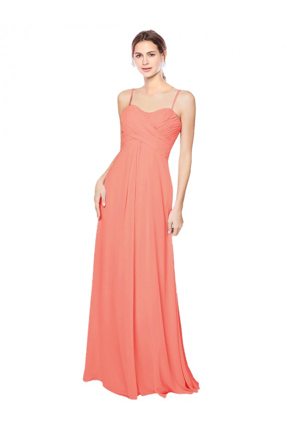 Best Empire Waist Spaghetti Straps Sweetheart Chiffon Bridesmaid Dress UK