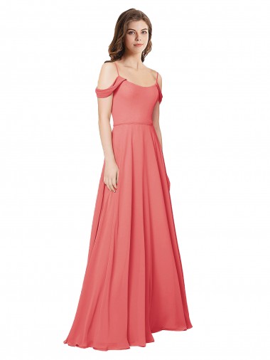 Best Draped Off the Shoulder Straps Chiffon Bridesmaid Dress UK