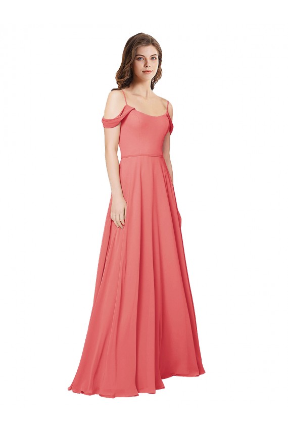 Best Draped Off the Shoulder Straps Chiffon Bridesmaid Dress UK