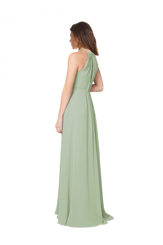 Best High Halter Neck Keyhole Chiffon Bridesmaid Dress UK
