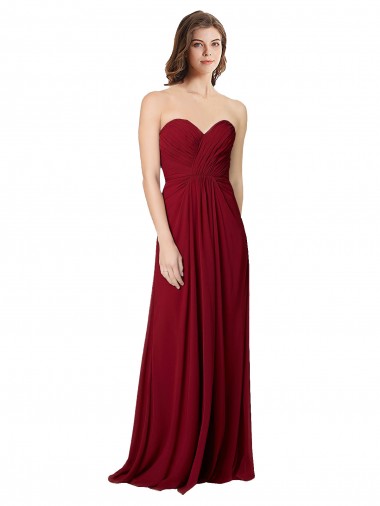 Best Draped Sweetheart Long Grecian Inspired Chiffon Bridesmaid Dress UK