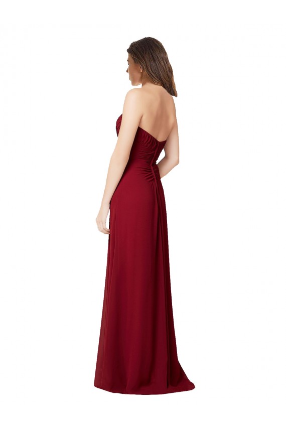 Best Draped Sweetheart Long Grecian Inspired Chiffon Bridesmaid Dress UK