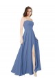 Best Strapless Long Chiffon Bridesmaid Dress with Front Slit UK