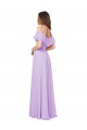 Best Ruffled Off the Shoulder Long Chiffon Bridesmaid Dress with Slit UK