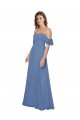 Best Flutter Sleeves Scoop Neck Off the Shoulder Long Chiffon Bridesmaid Dress UK