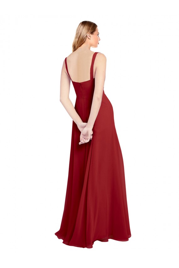 Best Sweetheart Neckline Long Chiffon Bridesmaid Dress with Side Slit and Wide Straps UK