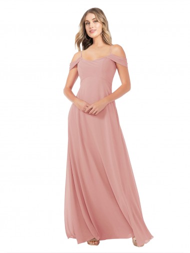 Best Draped Shoulder Sash Back Chiffon Bridesmaid Dress UK
