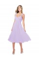Best Draped Midi Length Chiffon Cocktail Bridesmaid Dress with Ruched Bodice UK