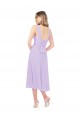 Best Draped Midi Length Chiffon Cocktail Bridesmaid Dress with Ruched Bodice UK