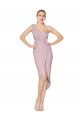 Best High Low One Shoulder Ruffles V-Neck Chiffon Wrap Bridesmaid Dress / Formal Prom Dress UK
