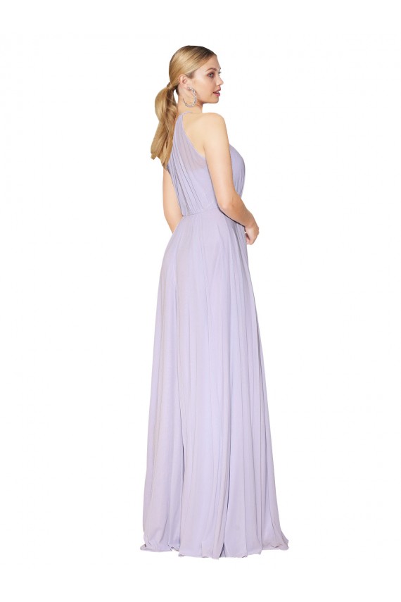 Best High Neck Halter Shirred Chiffon Bridesmaid Dress / Formal Prom Dress UK