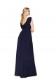 Best Draped Long V-Neck Floor Length Chiffon Bridesmaid Dress / Formal Prom Dress UK