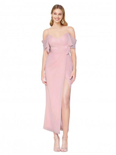 Best Mermaid Cold Shoulder Short Knee Length Chiffon Bridesmaid Dress / Formal Prom Dress UK