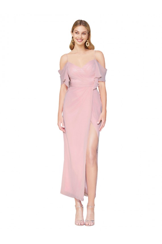 Best Mermaid Cold Shoulder Short Knee Length Chiffon Bridesmaid Dress / Formal Prom Dress UK