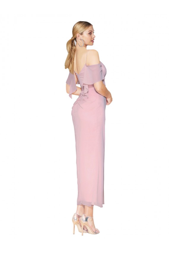 Best Mermaid Cold Shoulder Short Knee Length Chiffon Bridesmaid Dress / Formal Prom Dress UK