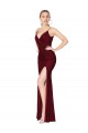 Best Floor Length High Neck Chiffon Bridesmaid Dress / Formal Prom Dress with Side Slit UK