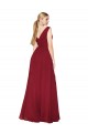 Best Draped Mermaid Long V-Neck Chiffon Bridesmaid Dress / Formal Prom Dress with High Slit UK