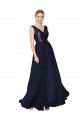 Best High Neck V-Neck Long Chiffon Bridesmaid Dress / Prom Dress with Sequin Top UK