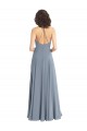 Best Slim A-Line Cowl Neck Long Chiffon Bridesmaid Dress with Side High Slit UK